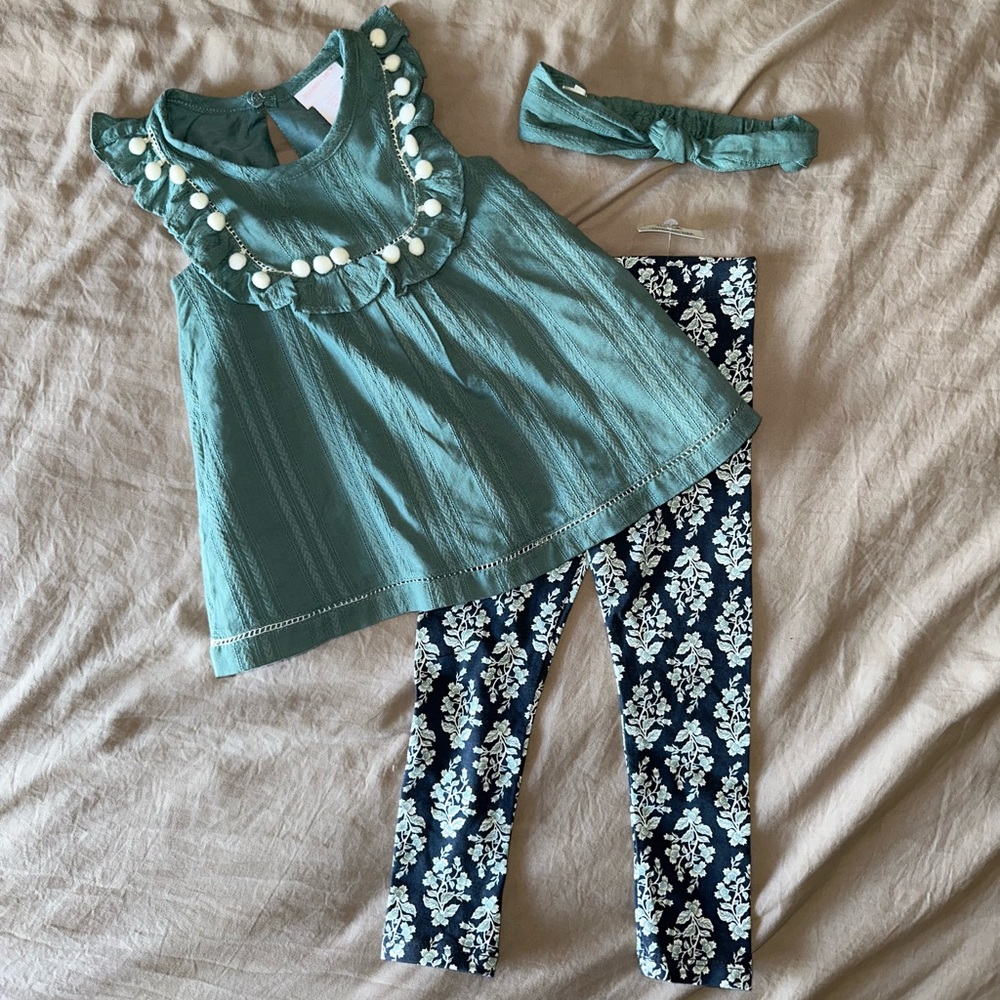 NWT 2T Tunic Top, Leggings and Headband